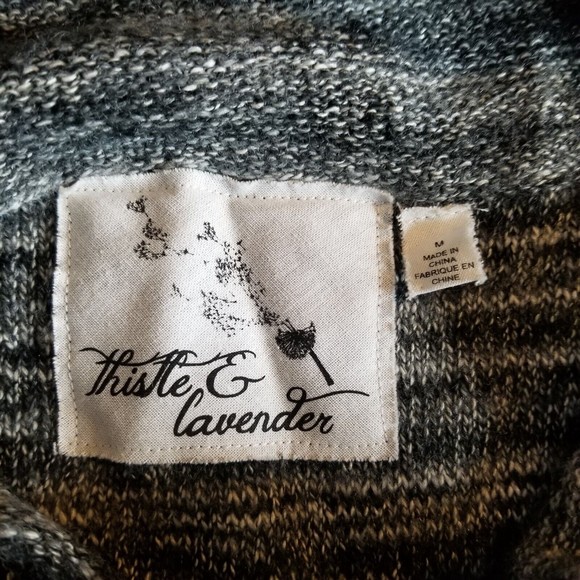 Thistle & Lavender Women's Black Space Dye Gray Cowl Neck Tunic Sweater Sz M - Picture 10 of 12